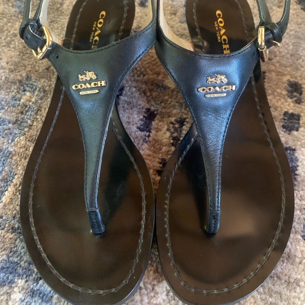 Coach leather thong sandals, sz 5 .